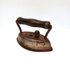 Antique Dover No.902 Salesman Sample Size Small Sad Iron Toy Wood Handle Cover